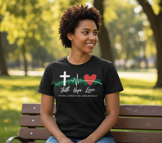 Faith Hope Love Organ Donation Awareness organ donation awareness T-Shirt Black lifestyle mockup