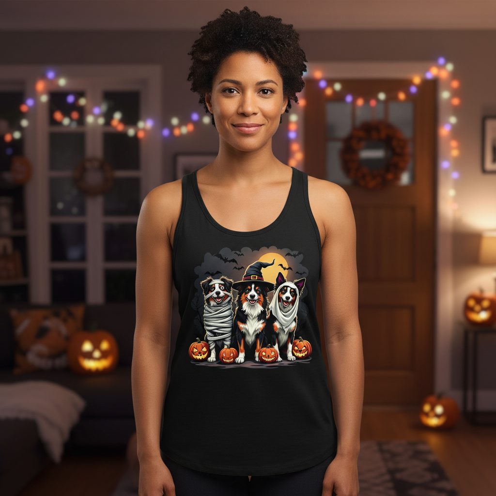 Australian Shepherd Halloween Dogs australian shepherd dogs Tank Top Black lifestyle mockup