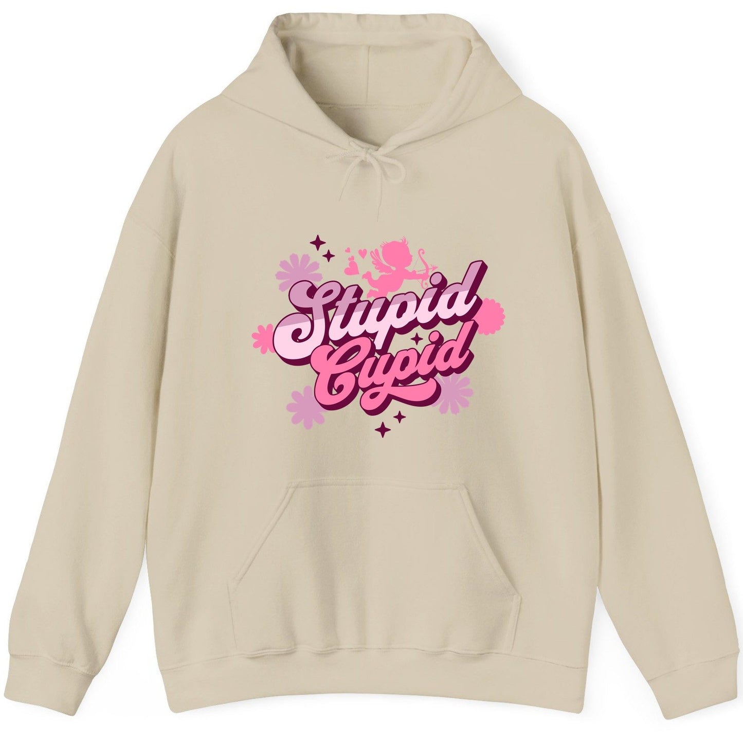Stupid Cupid anti-Valentine's Day Hoodie Sand product mockup