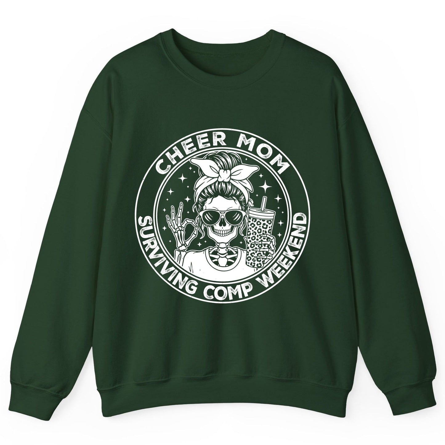 Cheer Mom Surviving Comp Weekend cheer mom Sweatshirt Forest Green product mockup