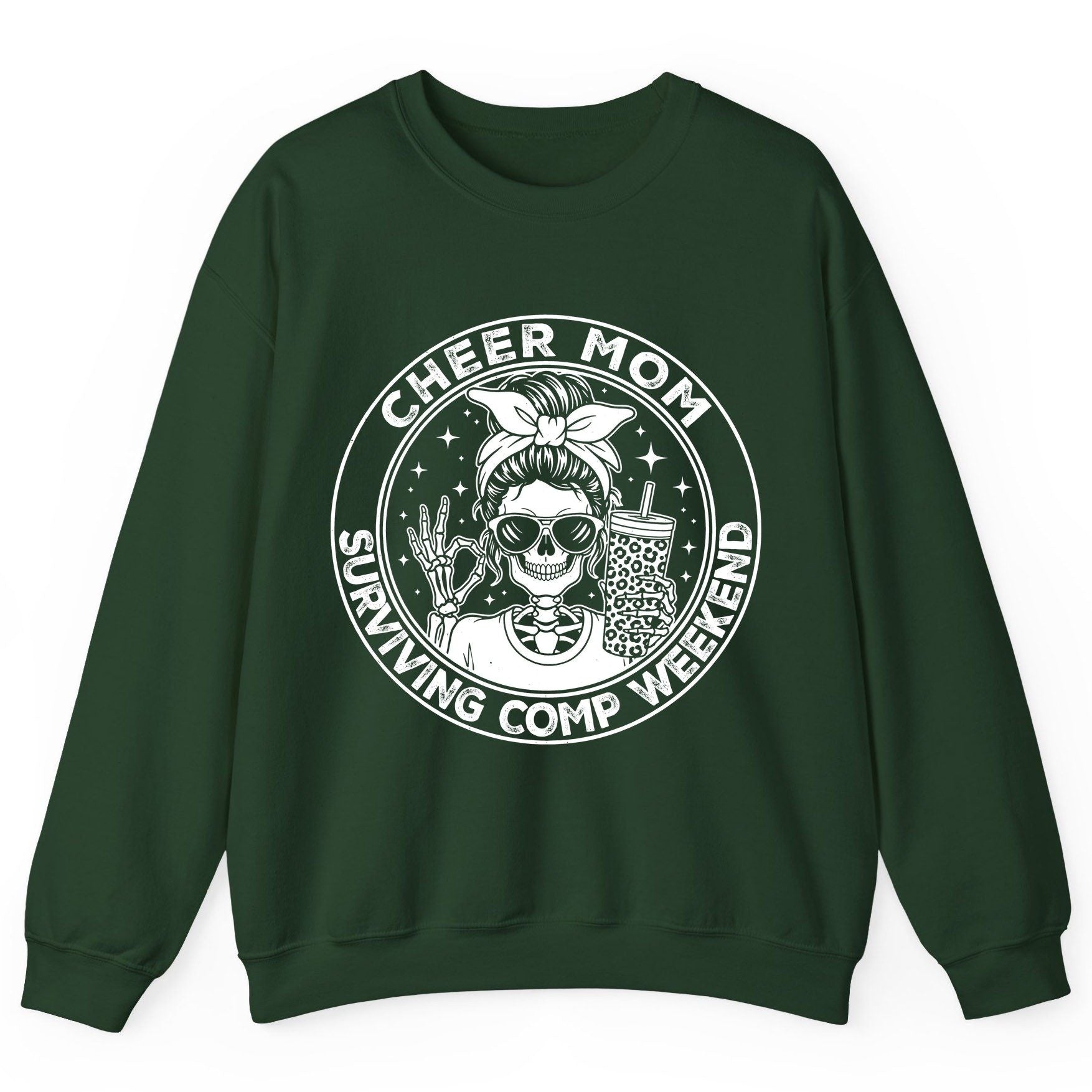 Cheer Mom Surviving Comp Weekend cheer mom Sweatshirt Forest Green product mockup