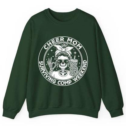 Cheer Mom Surviving Comp Weekend cheer mom Sweatshirt Forest Green product mockup