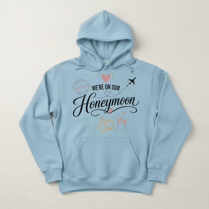 Our Greatest Journey Honeymoon Newlyweds Hoodie - product mockup - Light Blue