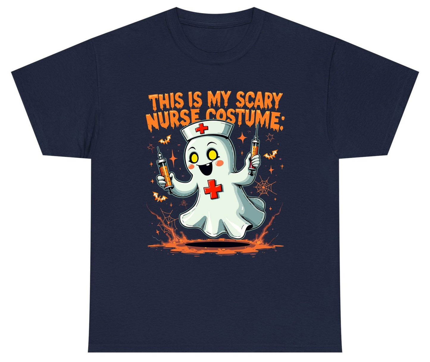 This Is My Scary Nurse Costume ghost nurse Youth T-Shirt Navy product mockup