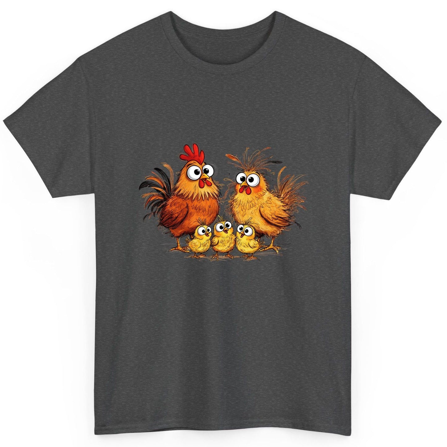 Funny Chicken Family chicken family T-Shirt Dark Heather product mockup