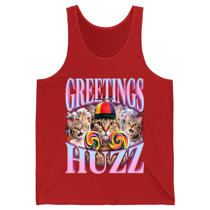 Greetings Huzz Funny Cats Tank Top - product mockup - Red