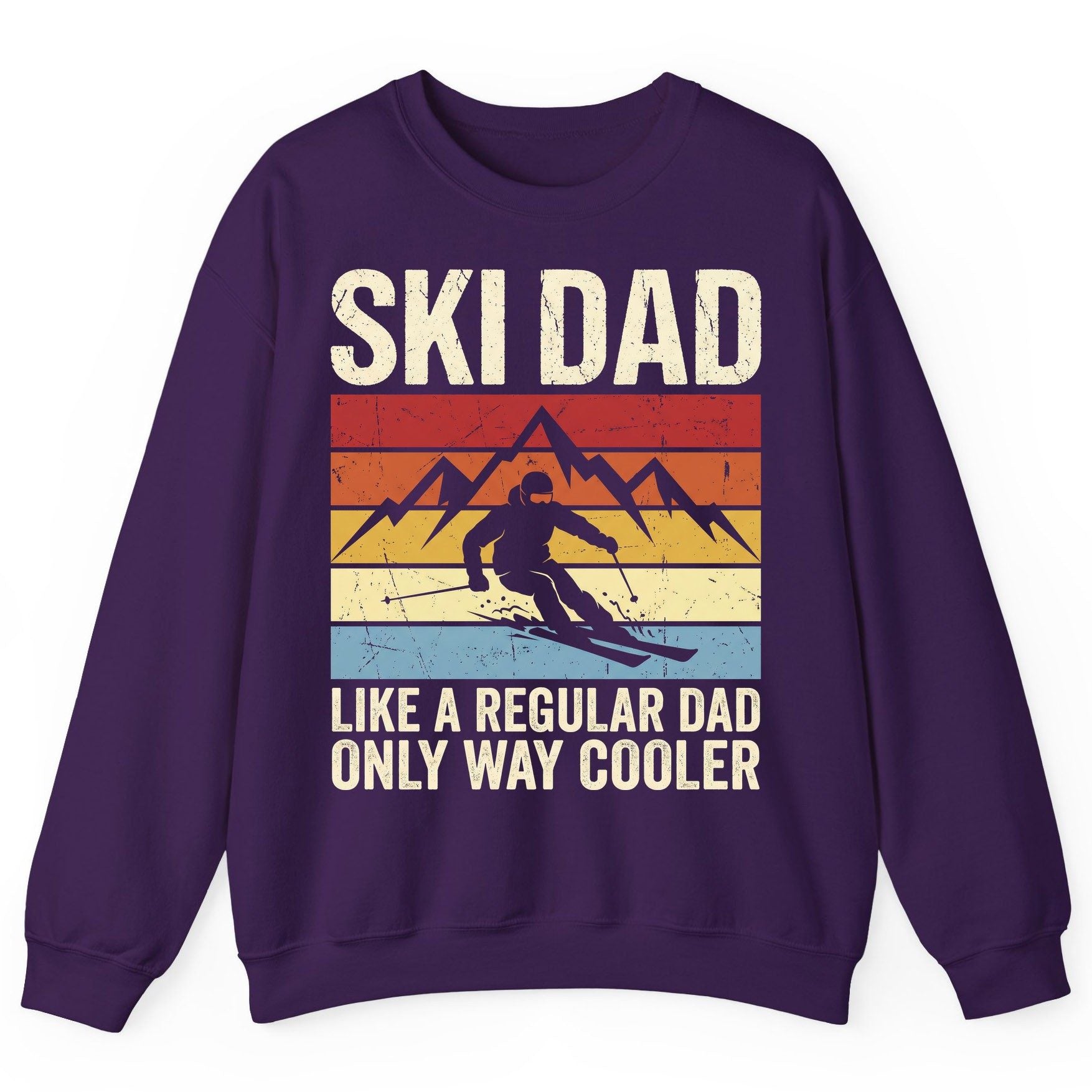 Ski Dad Like a Regular Dad Only Way Cooler skiing Sweatshirt Purple product mockup