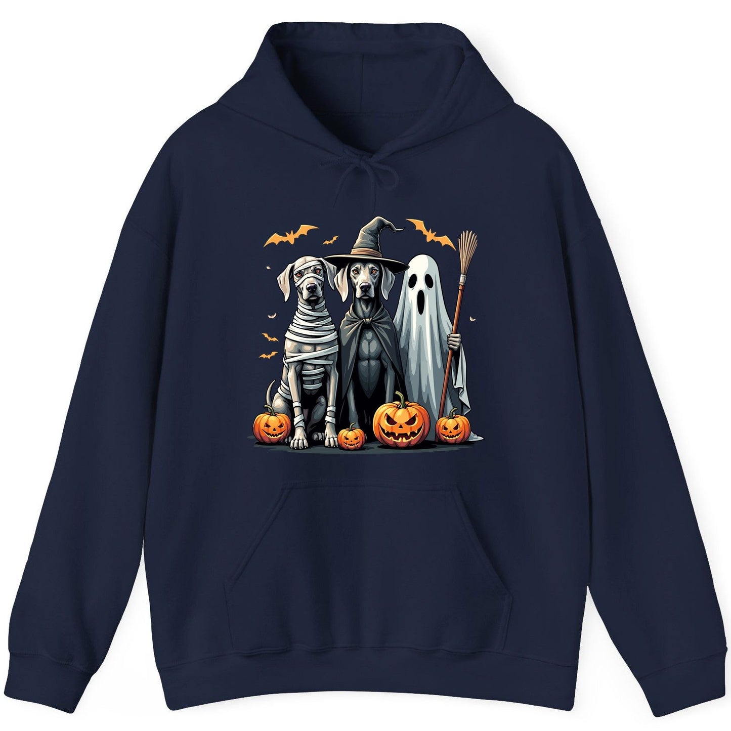 Halloween Weimaraner Dogs Halloween weimaraner dogs Hoodie Navy product mockup