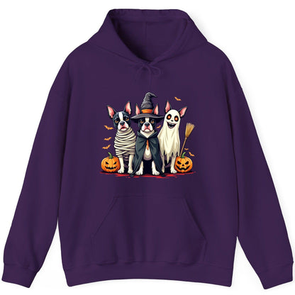 Halloween Boston Terrier Trio boston terrier Hoodie Purple product mockup