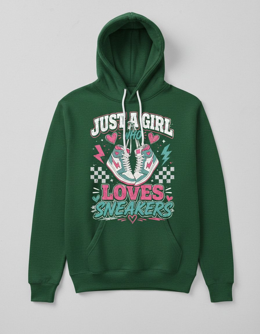 Sneakers Retro Sneakerheads Hoodie - product mockup - Forest Green