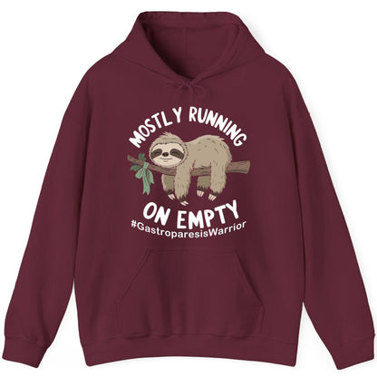 Mostly Running on Empty Gastroparesiswarrior gastroparesis awareness Hoodie Maroon product mockup