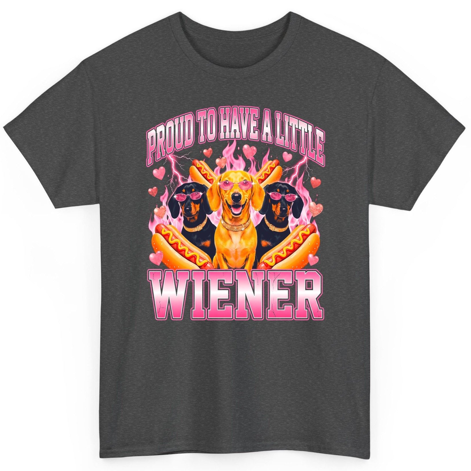 Proud to Have a Little Wiener dachshund T-Shirt Dark Heather product mockup
