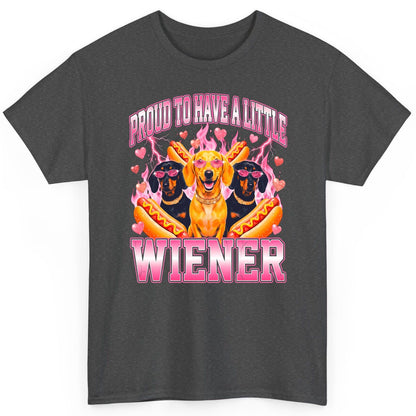 Proud to Have a Little Wiener dachshund T-Shirt Dark Heather product mockup