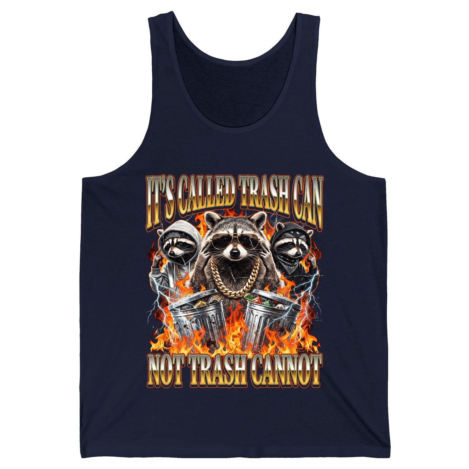 It's Called Trash Can Not Trash Cannot raccoon Tank Top Navy product mockup