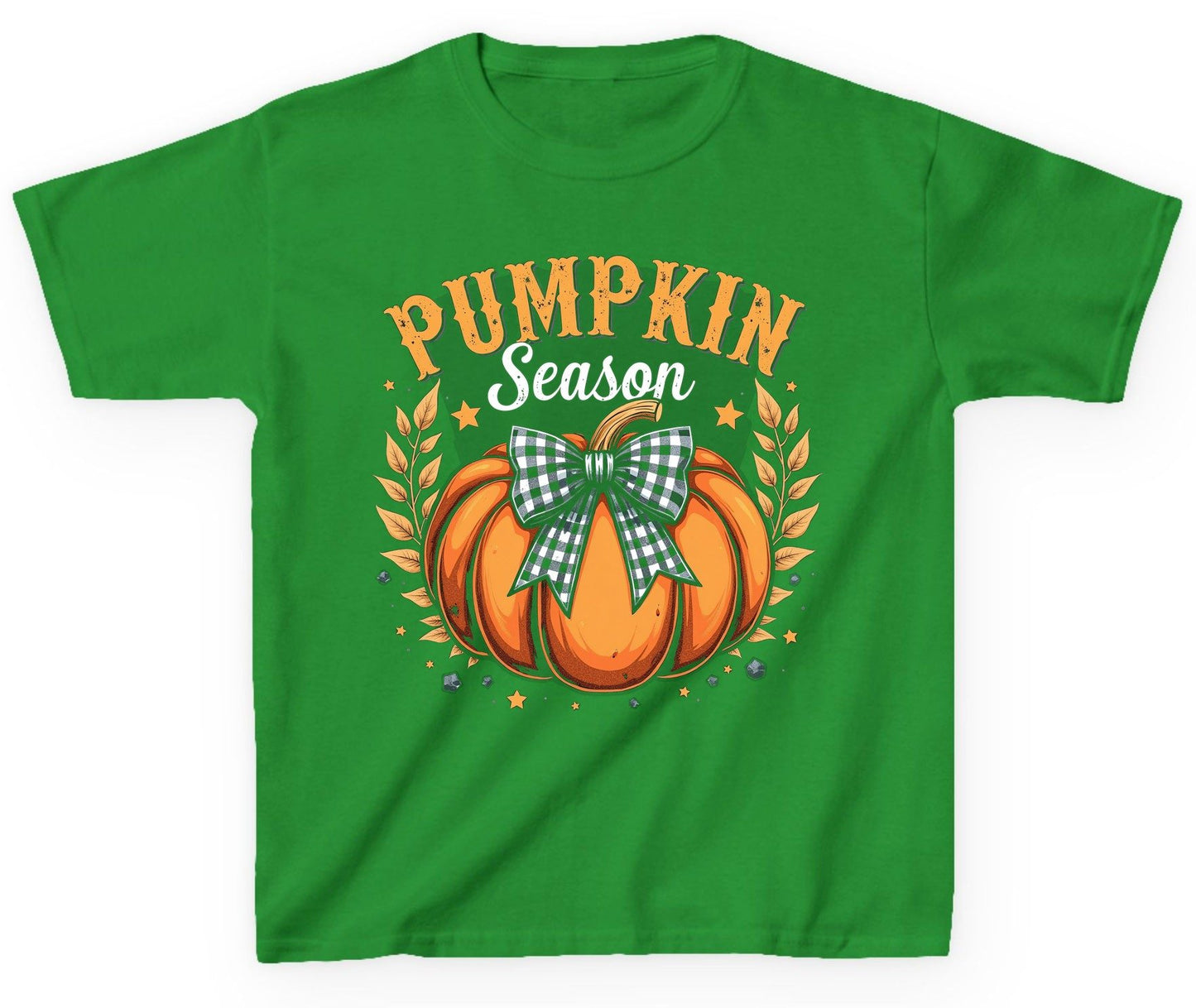 Pumpkin Season fall Youth T-Shirt Irish Green product mockup