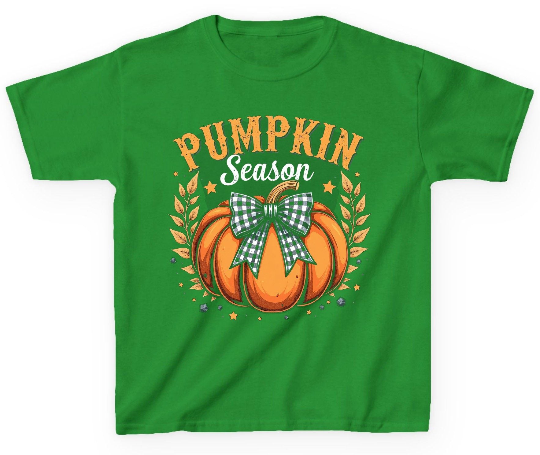 Pumpkin Season fall Youth T-Shirt Irish Green product mockup