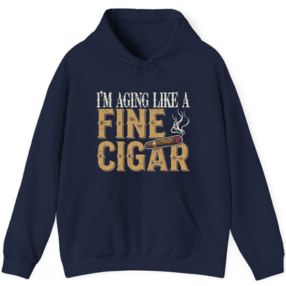 I'm Aging Like a Fine Cigar cigar smoking Hoodie Navy product mockup