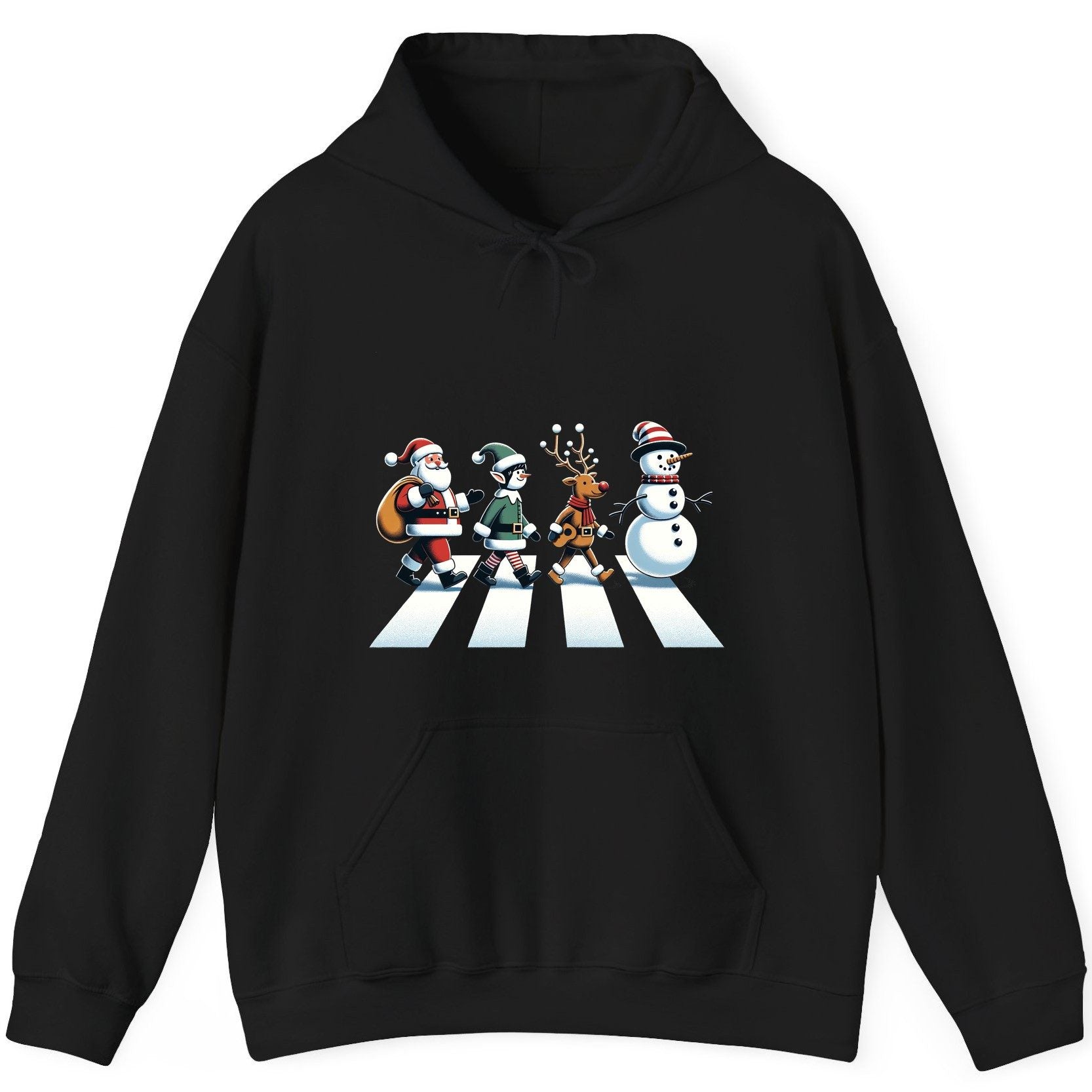 Christmas Abbey Road Parody Christmas abbey road parody Hoodie Black product mockup