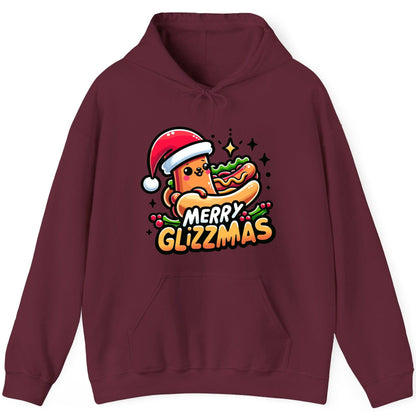 Merry Glizzmas hot dog Hoodie Maroon product mockup