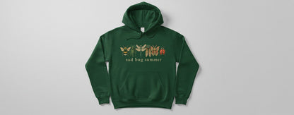 Sad Bug Summer Vintage Insects Hoodie - product mockup - Forest Green