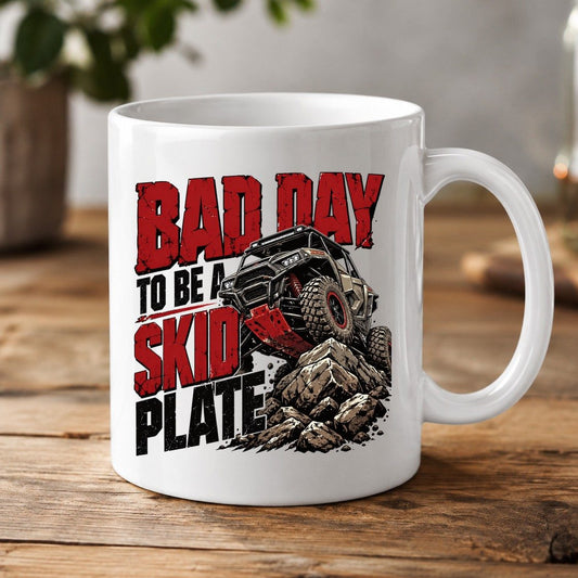 Bad Day to Be a Skid Plate Off-Roading White Mug - product mockup - White
