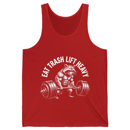Eat Trash Lift Heavy raccoon Tank Top Red product mockup
