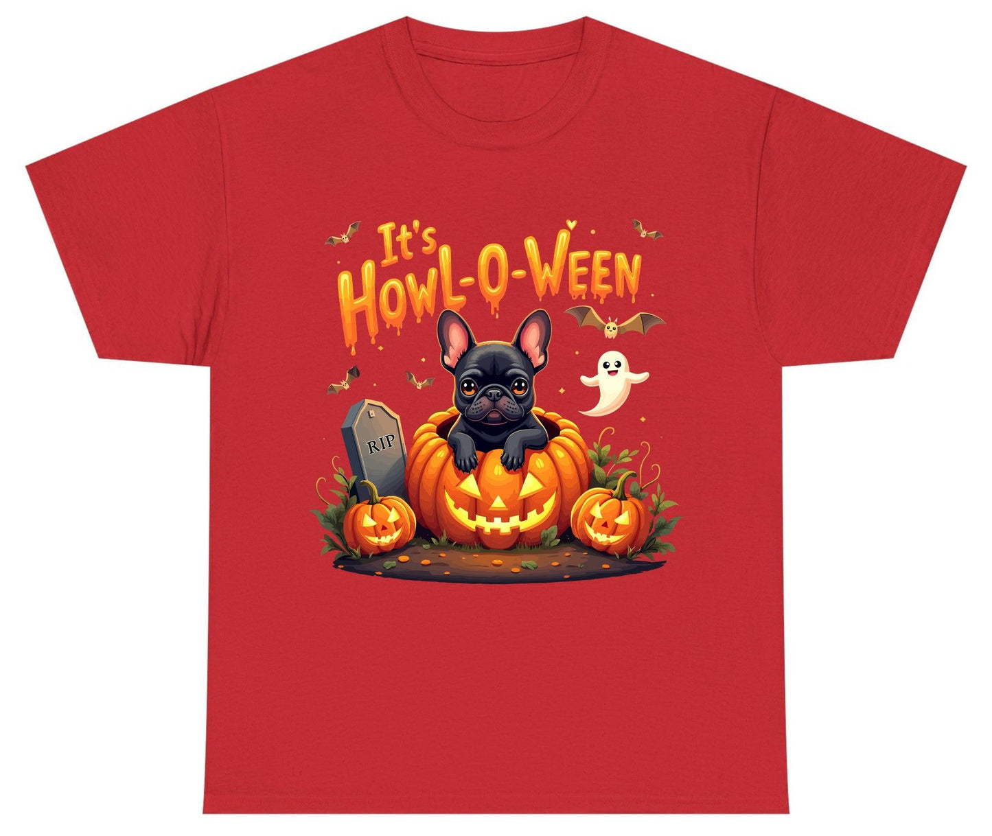 It's Howl-O-Ween french bulldog Youth T-Shirt Red product mockup
