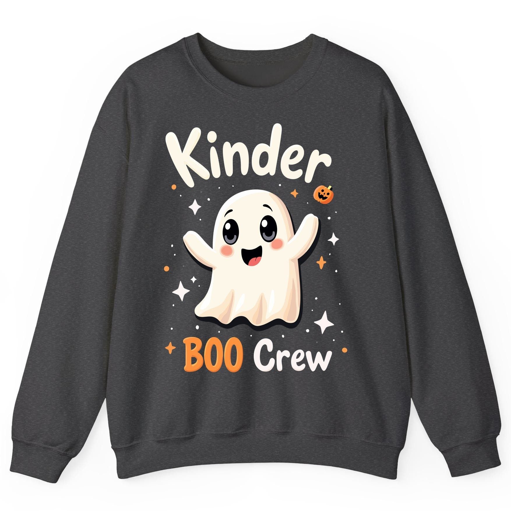 Kinder Boo Crew cute ghost Sweatshirt Dark Heather product mockup