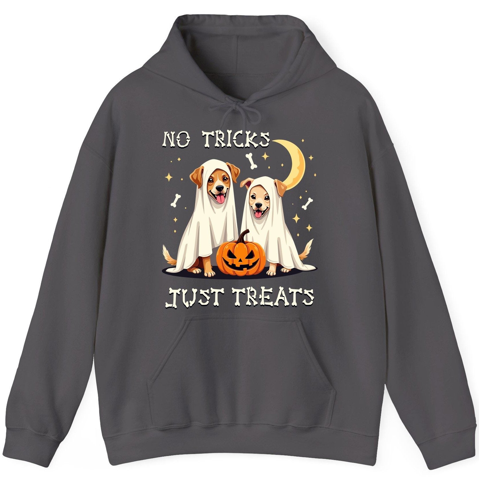 No Tricks Just Treats Halloween dogs Hoodie Charcoal product mockup
