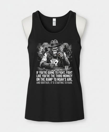 Third Monkey on Noah's Ark Gorilla Poker Player Tank Top - Black