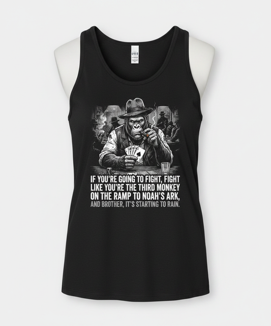Third Monkey on Noah's Ark Gorilla Poker Player Tank Top - Black