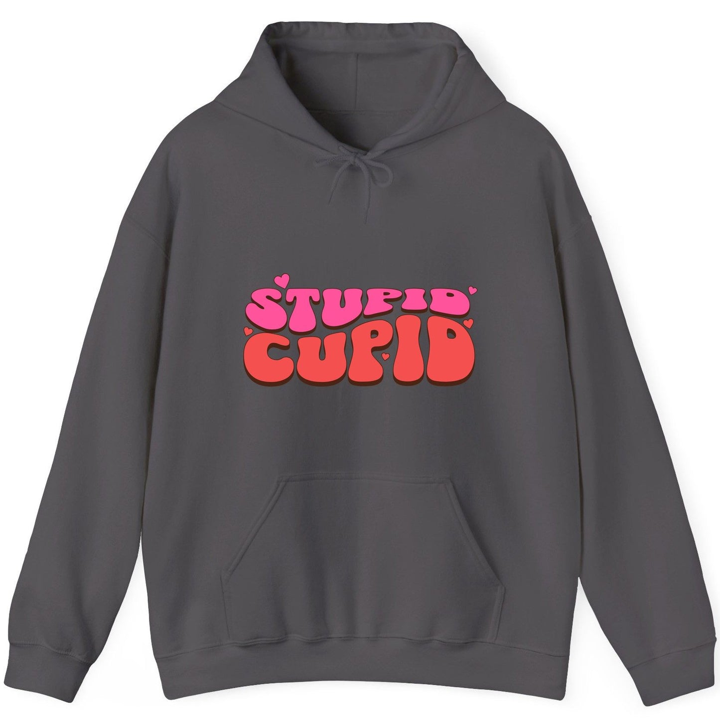 Stupid Cupid anti-Valentine's Day Hoodie Charcoal product mockup