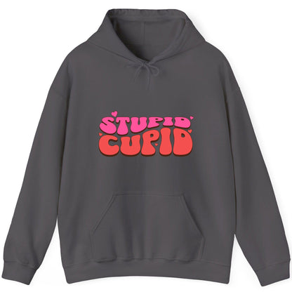 Stupid Cupid anti-Valentine's Day Hoodie Charcoal product mockup