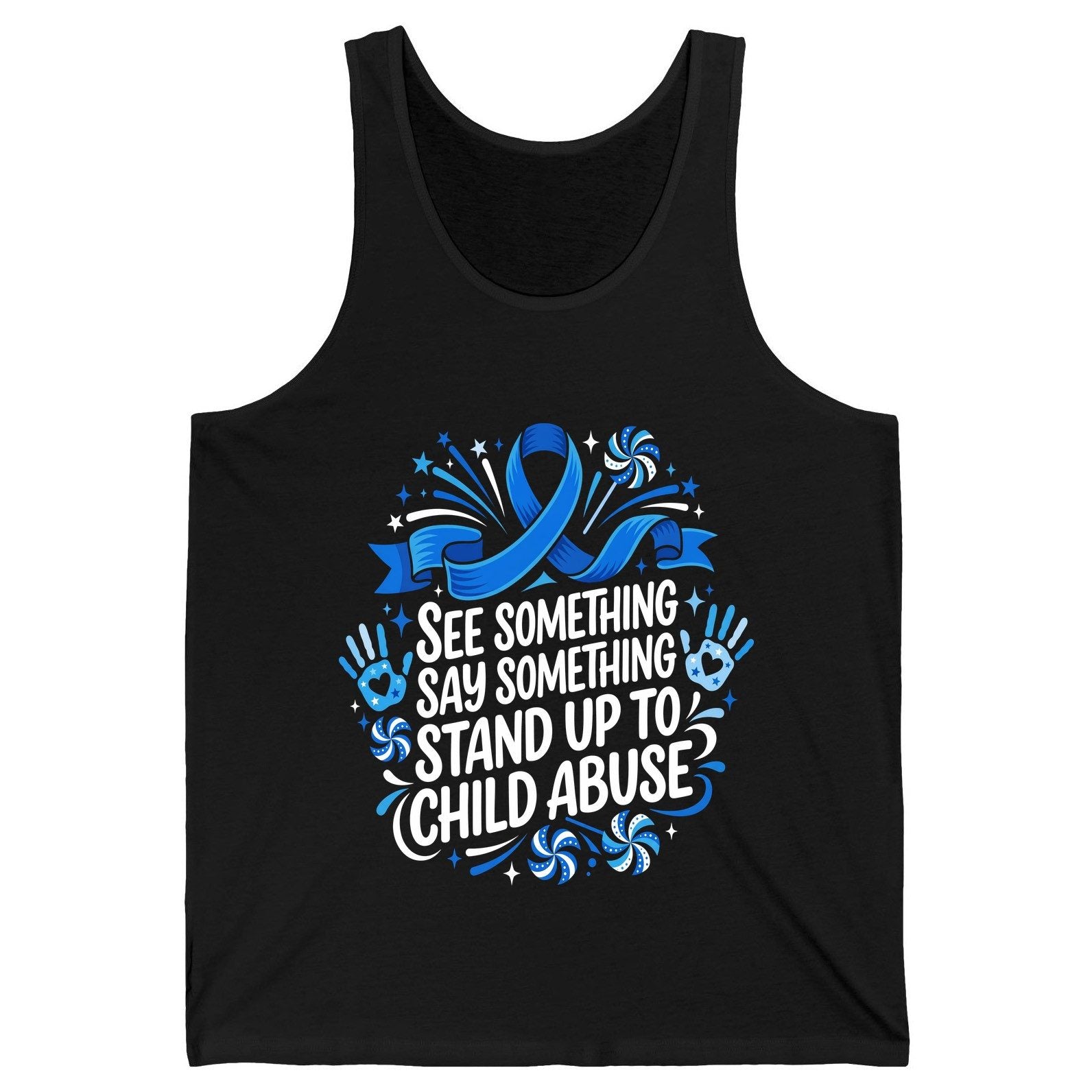 See Something Say Something Stand Up to Child Abuse Tank Top - product mockup - Black