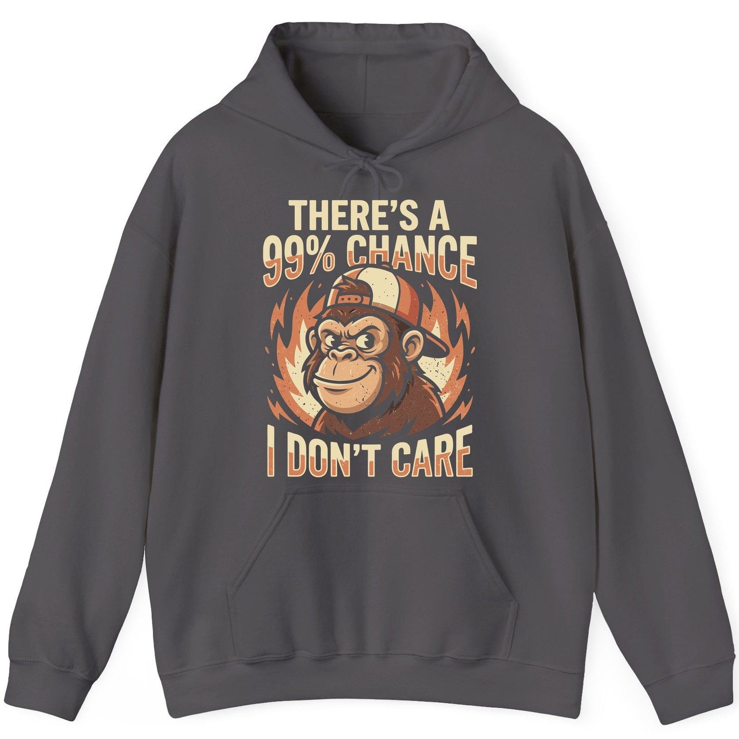 There's a 99% Chance I Don't Care monkey Hoodie Charcoal product mockup