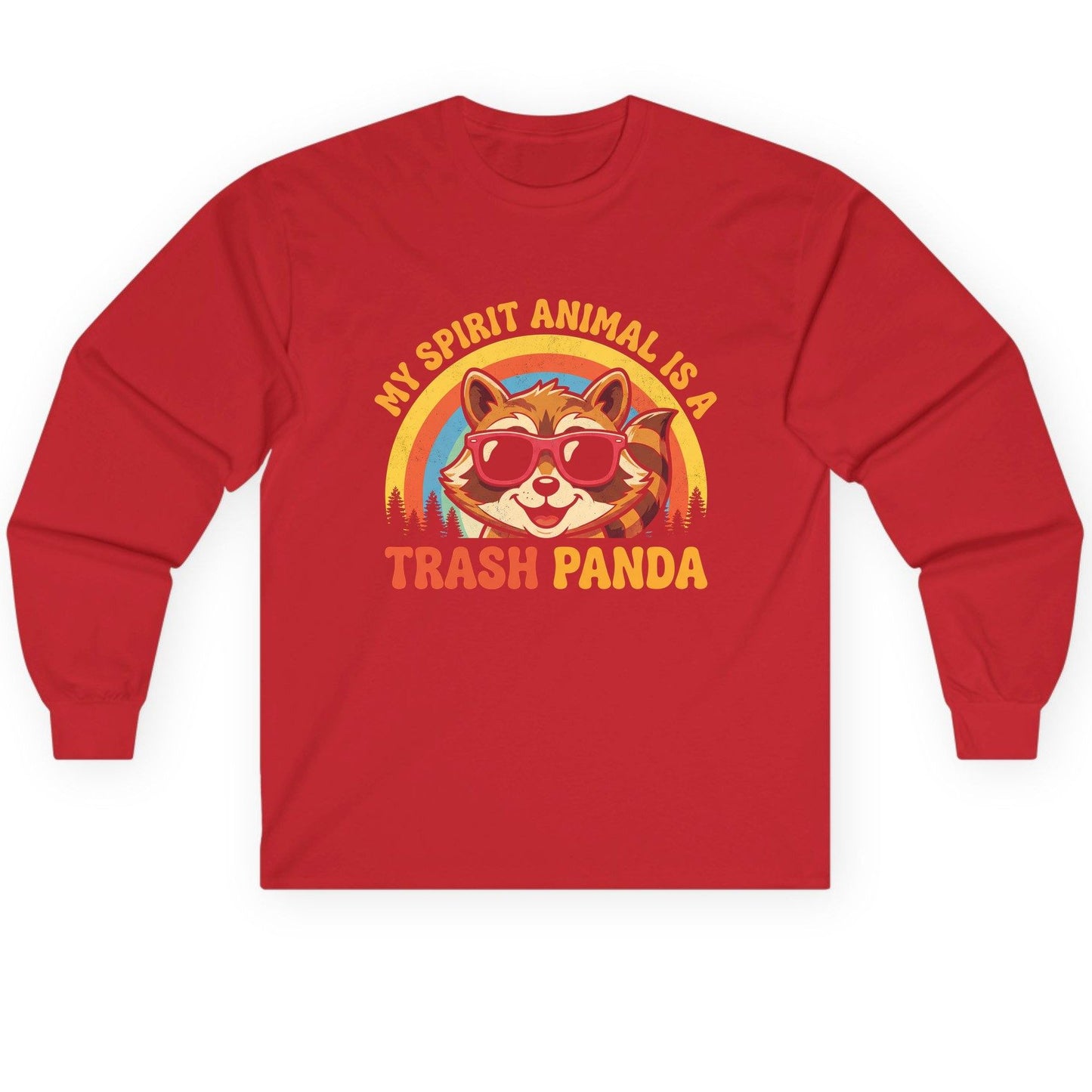 My Spirit Animal Is a Trash Panda raccoon Long Sleeve Tee Red product mockup