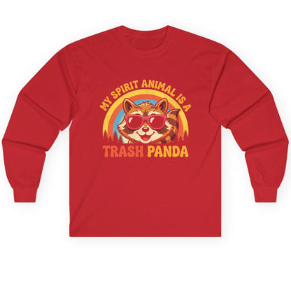 My Spirit Animal Is a Trash Panda raccoon Long Sleeve Tee Red product mockup