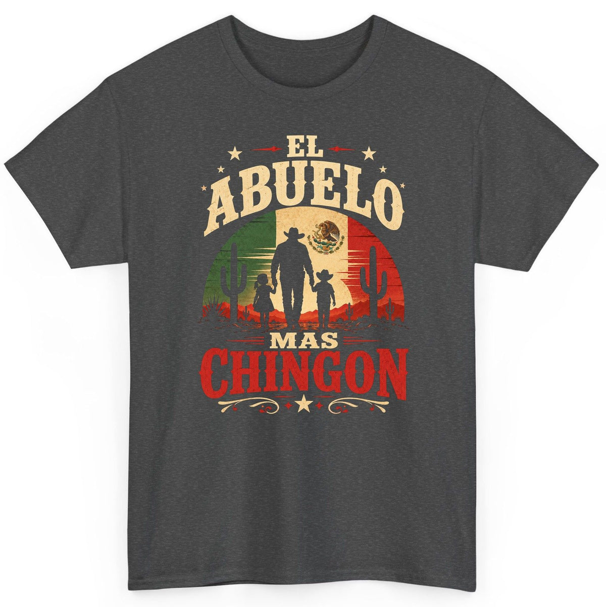 El Abuelo Mas Chingon mexican grandfather T-Shirt Dark Heather product mockup