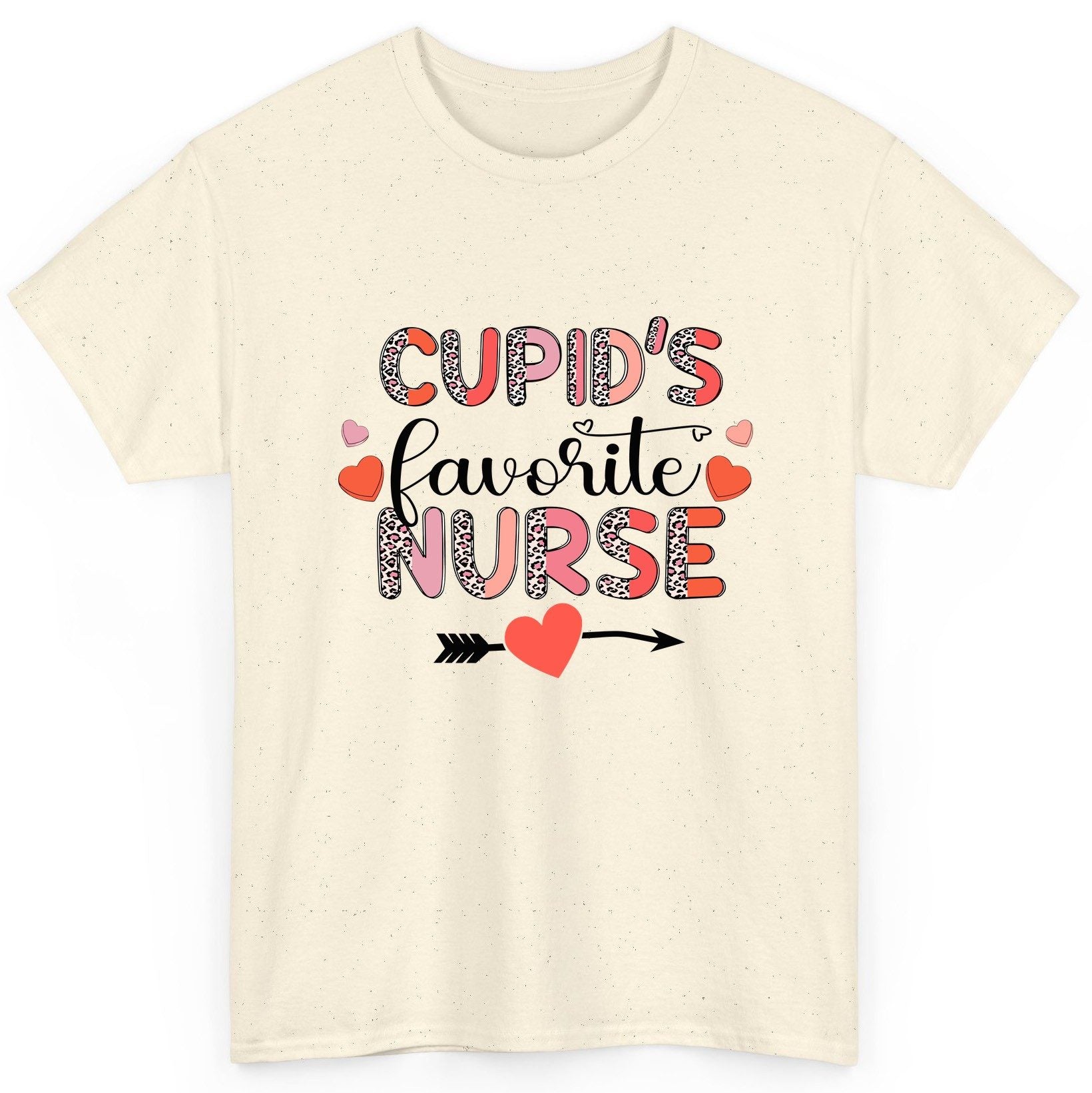 Cupid's Favorite Nurse nurse T-Shirt Natural product mockup