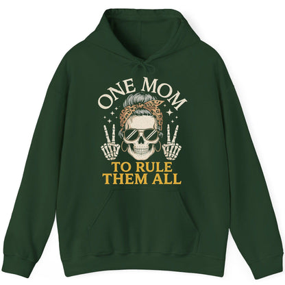 ONE MOM TO RULE THEM ALL Funny Sassy Skull Hoodie - product mockup - Forest Green