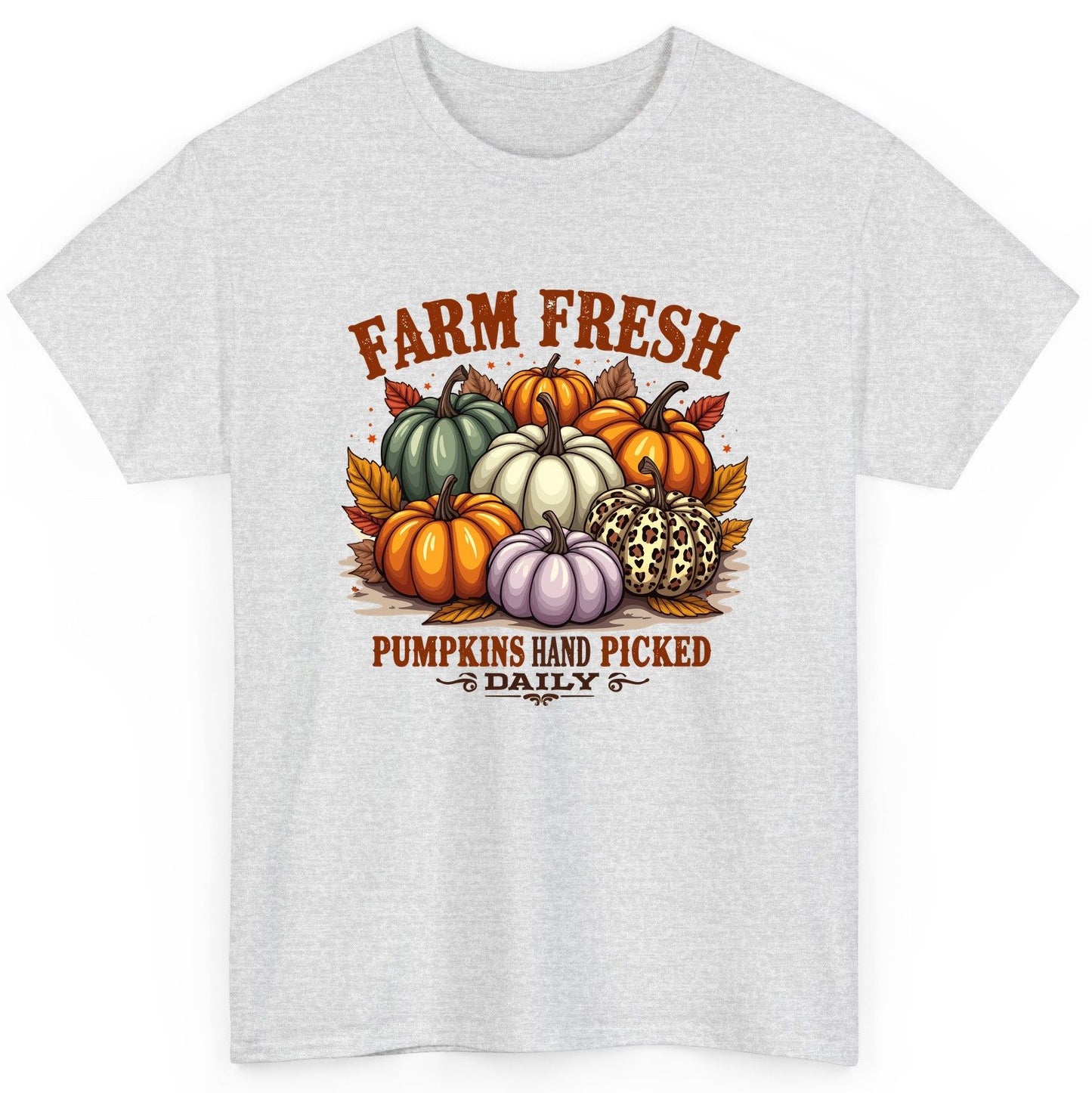 Farm Fresh Pumpkins Hand Picked Daily autumn pumpkins T-Shirt Ash product mockup