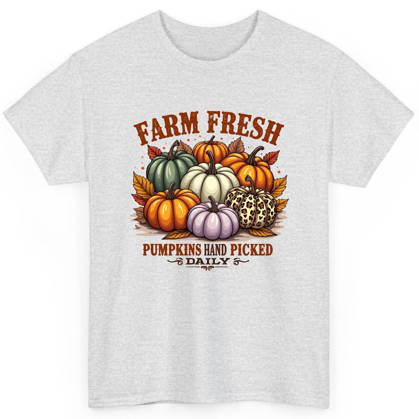 Farm Fresh Pumpkins Hand Picked Daily autumn pumpkins T-Shirt Ash product mockup