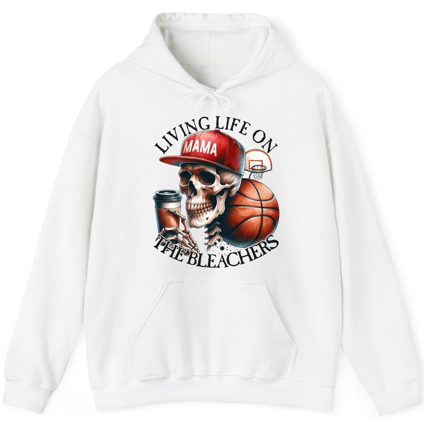 Living Life on the Bleachers Mama basketball mom Hoodie White product mockup