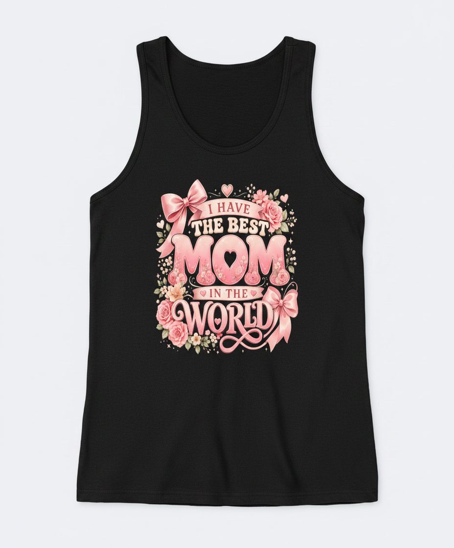 I Have the Best Mom in the World Mother's Day Tank Top - product mockup - Black