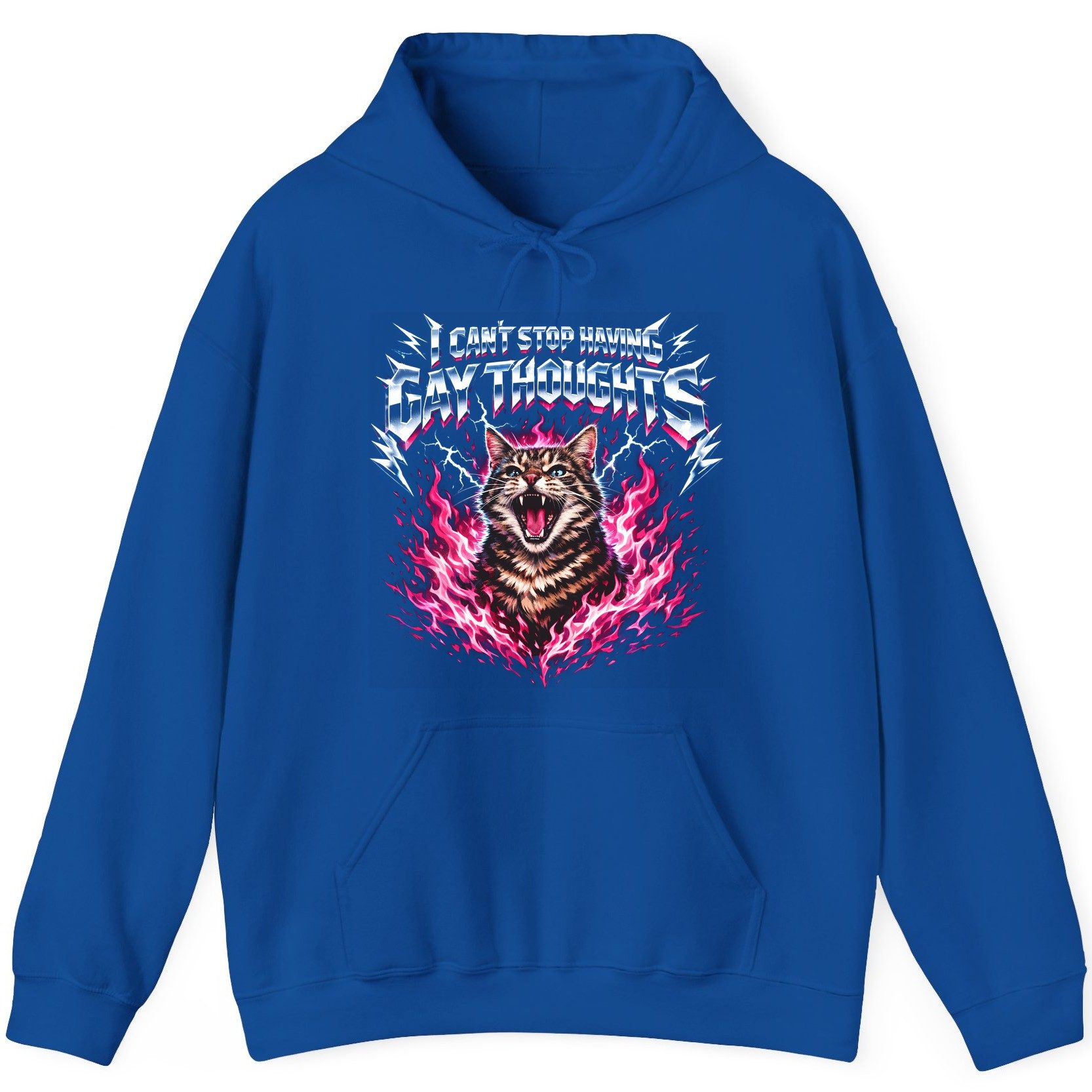 I Can't Stop Having Gay Thoughts cat Hoodie Royal product mockup