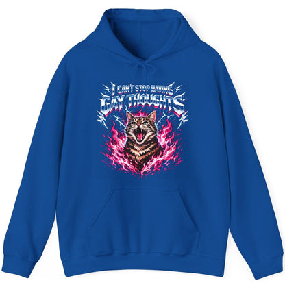 I Can't Stop Having Gay Thoughts cat Hoodie Royal product mockup