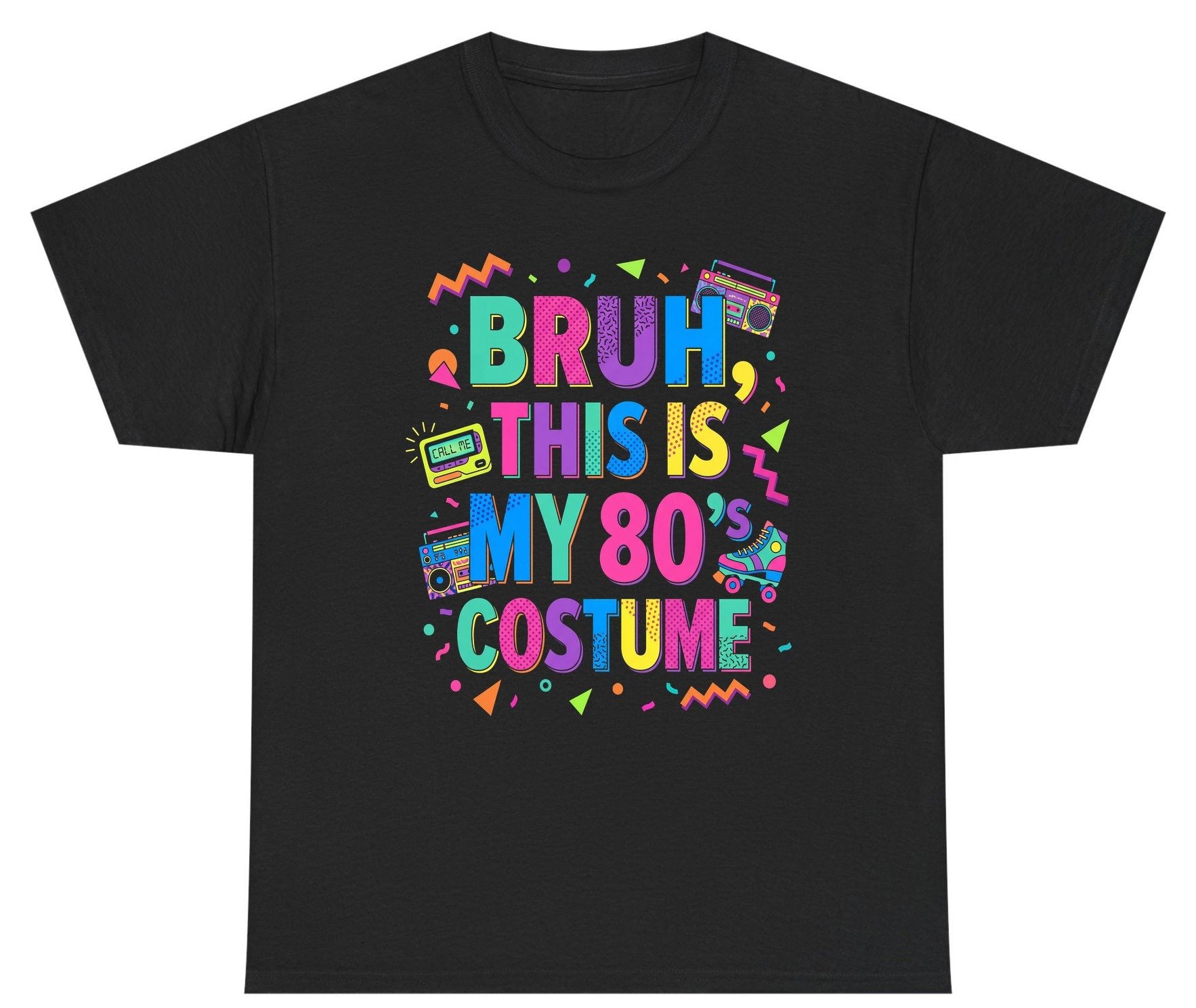 BRUH THIS IS MY 80's COSTUME 80s Retro Theme Youth T-Shirt Black product mockup