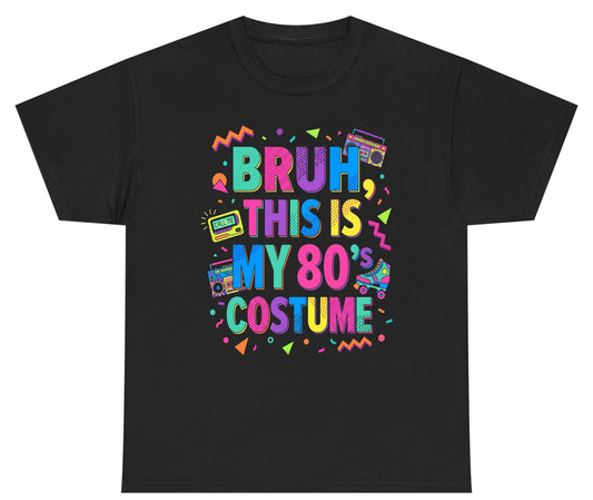 BRUH THIS IS MY 80's COSTUME 80s Retro Theme Youth T-Shirt Black product mockup