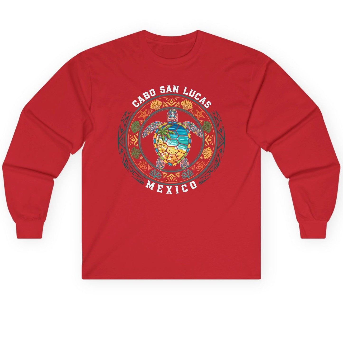 Cabo San Lucas Mexico sea turtle Long Sleeve Tee Red product mockup
