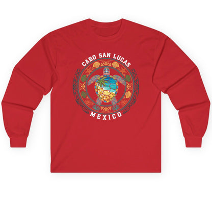 Cabo San Lucas Mexico sea turtle Long Sleeve Tee Red product mockup